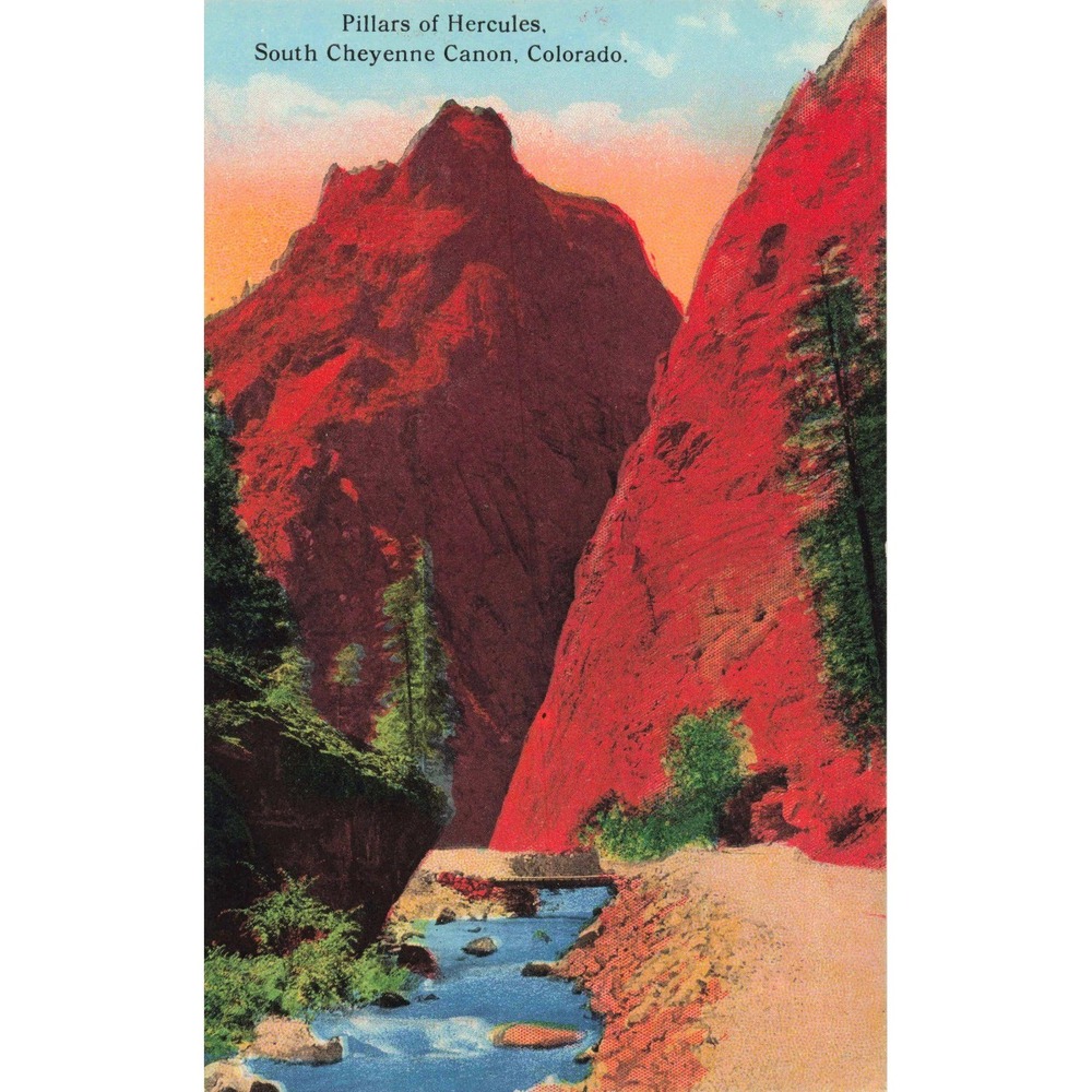 Vintage Pillars of Hercules South Cheyenne Canon Colorado Linen Postcard VG+ - Picture 1 of 2